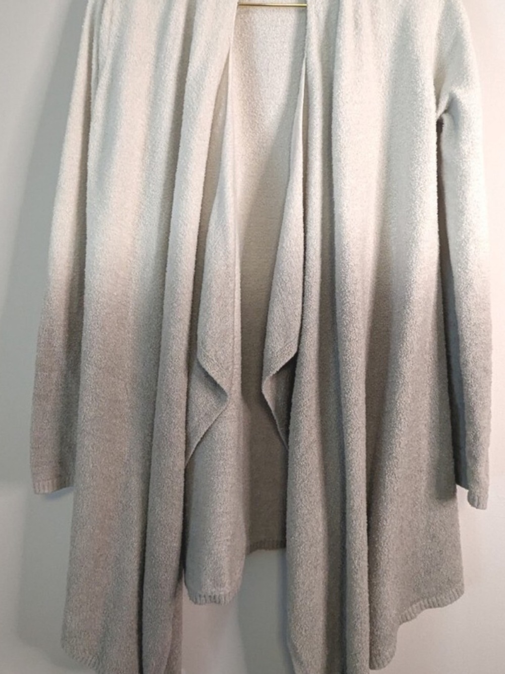 Barefoot Dreams Open-Front Draped Cardigan - Light Gray